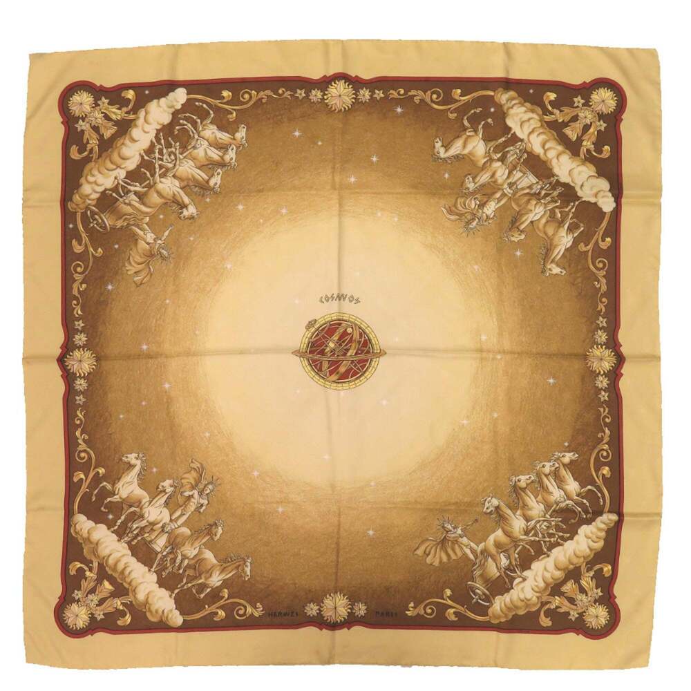 HERMES Authentic Yellow Silk Scarf